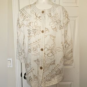 Alfred Dunner Women's Embroidred Button Down Shirt Jacket  Size 20